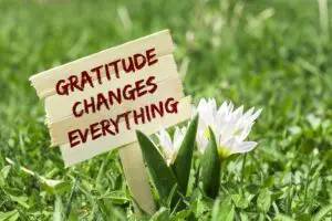 A sign that says gratitude changes everything