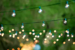 A string of lights hanging from the ceiling.