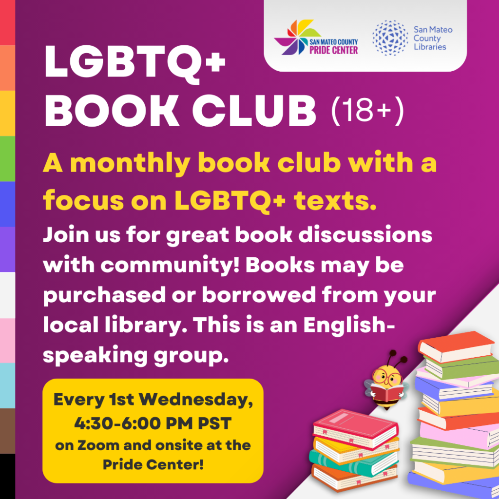 A poster for the lgbtq + book club.