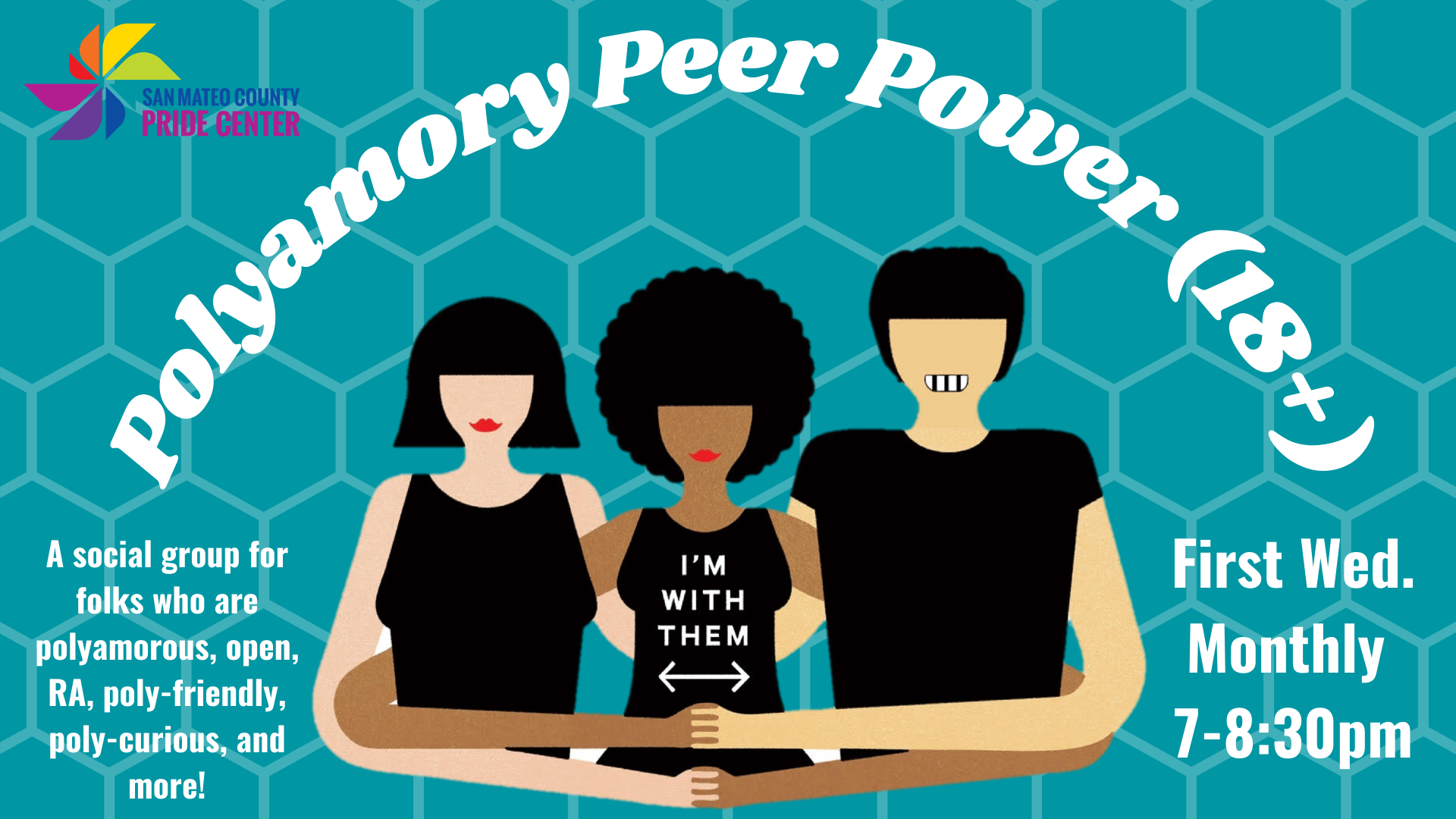 A group of people holding hands with the words " memory peer power ".