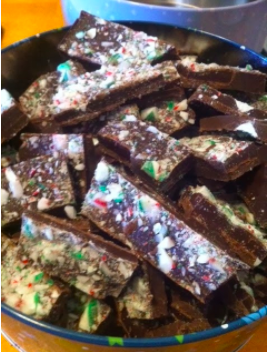 A close up of some chocolate bars with sprinkles