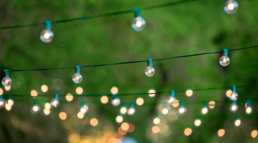 A string of lights hanging from the ceiling.