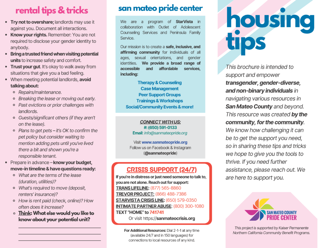 A brochure with instructions for housing tips.
