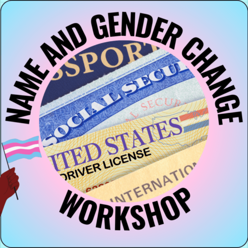A picture of the name and gender change workshop logo.