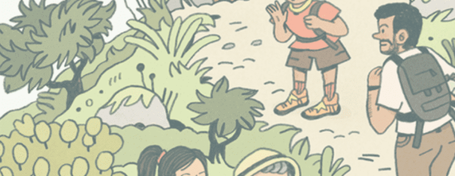 Hikers enjoying a nature trail together.